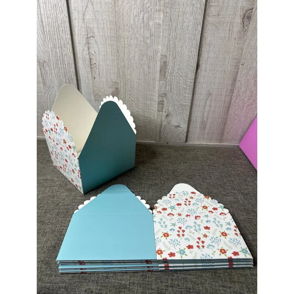 Floral Pattern Decorative Cardstock Small Gift Boxes With Ribbons Pack of 20